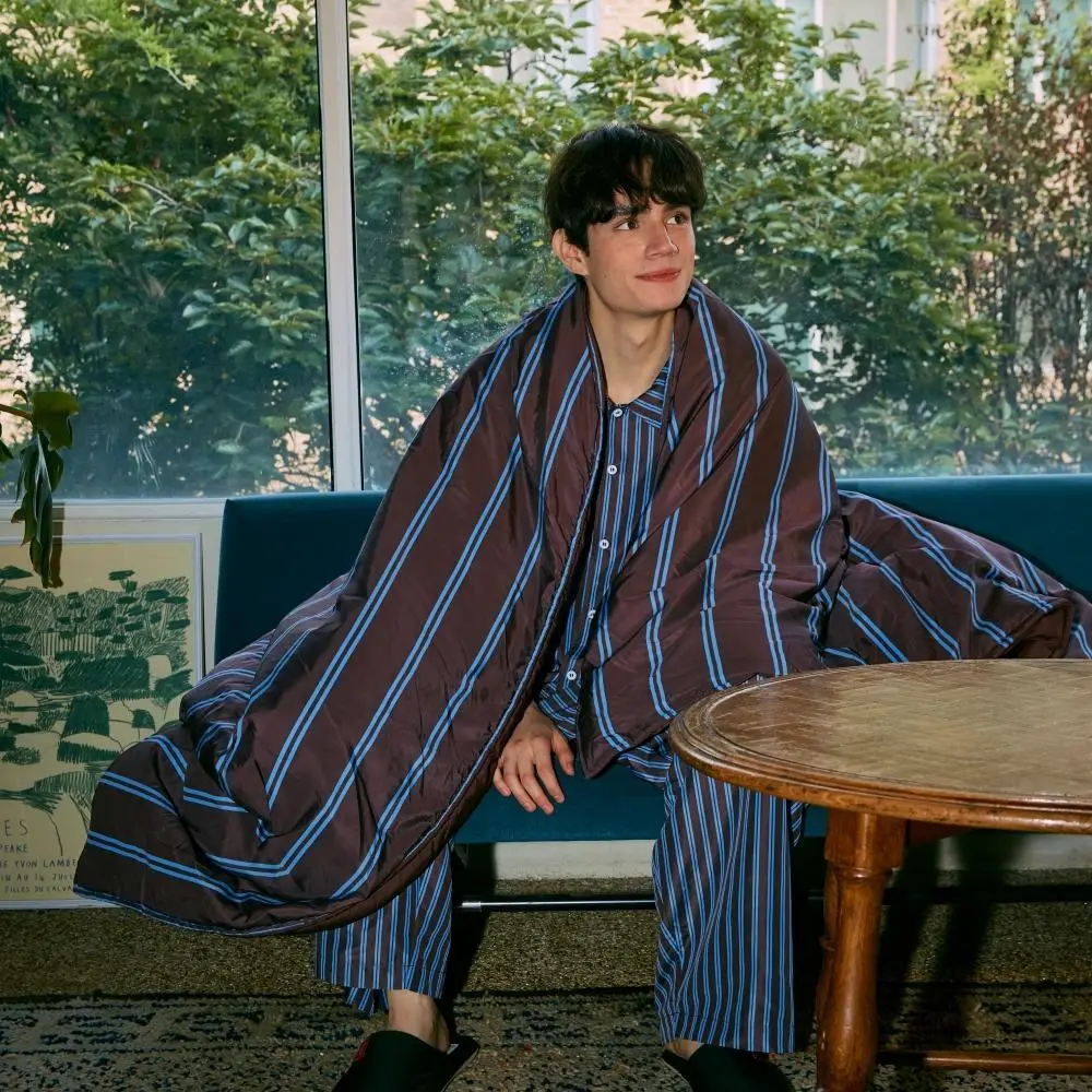 Furless pajamas[Long] - BlueBrown Stripe 상세페이지 10